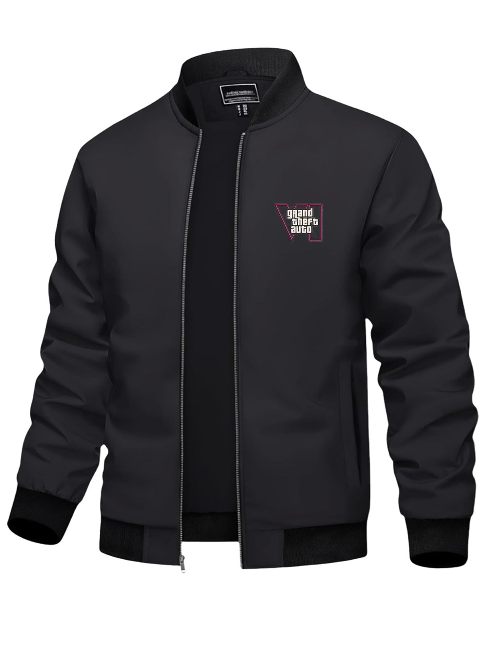 Men's Grand Theft Auto 6 Embroidered Bomber Jacket -Black